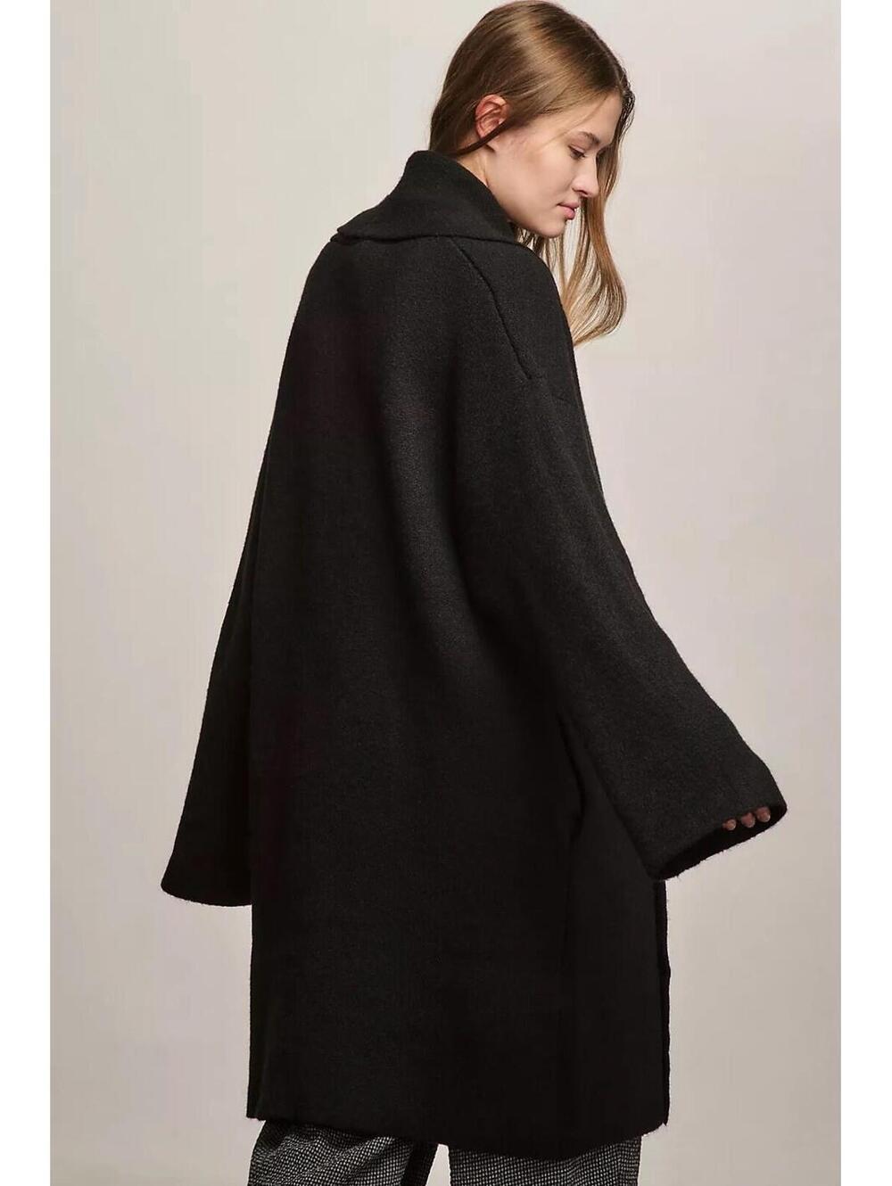 ANTHROPOLOGIE Mariel Longline Soft Cardigan Sweater Minimalist Black One Size